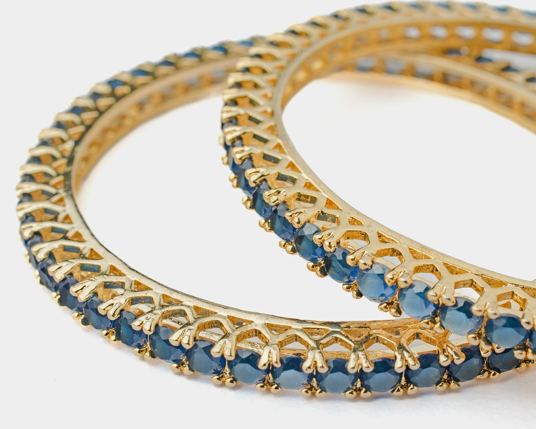 Blue Zircon Gold Plated Bangles