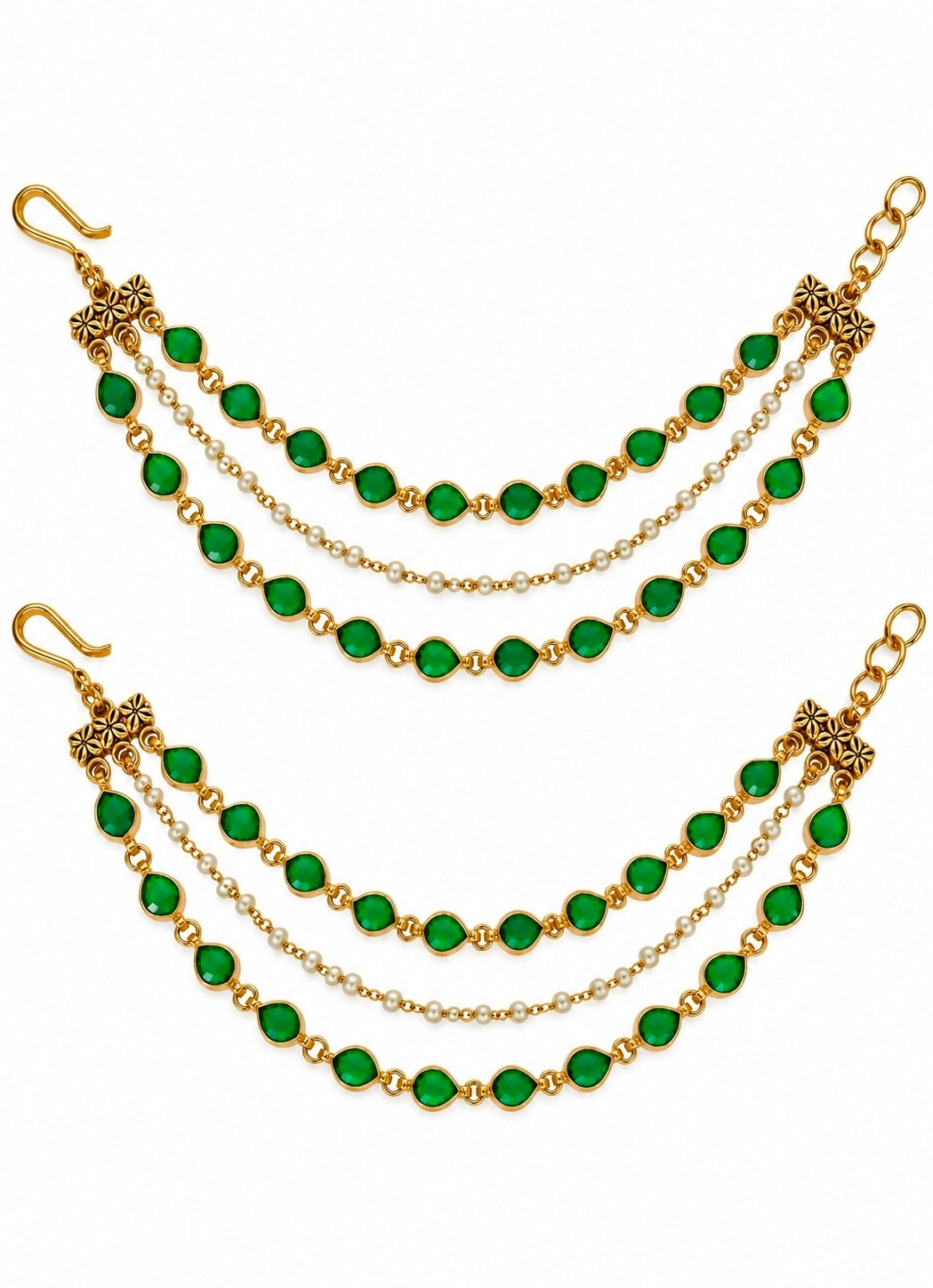 Emerald Pearl Layered Earchain