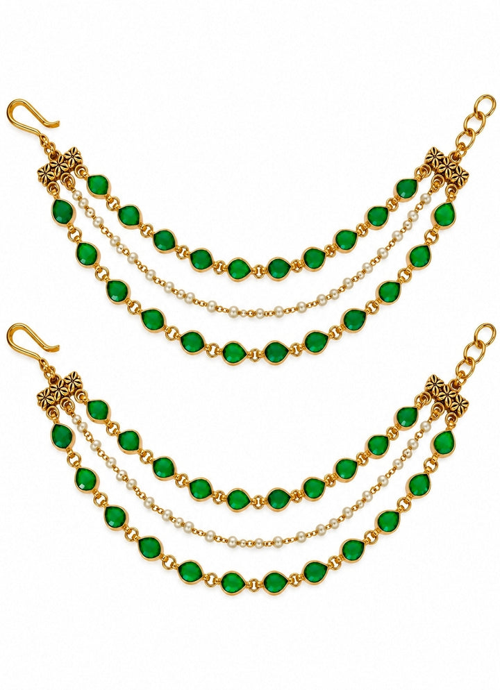 Emerald Pearl Layered Earchain