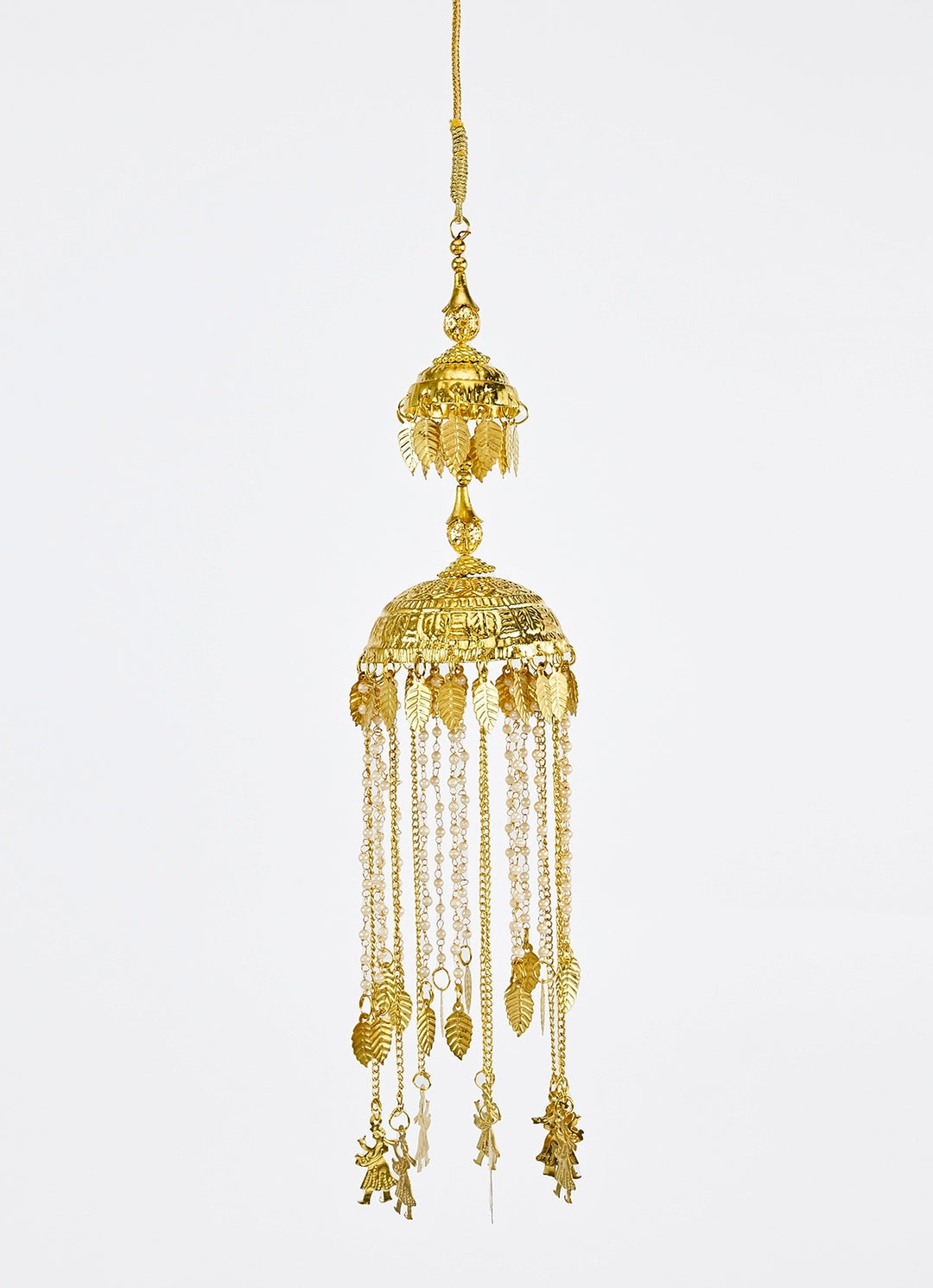 Gold Plated Bridal Kaleeras With Leaf Hangings