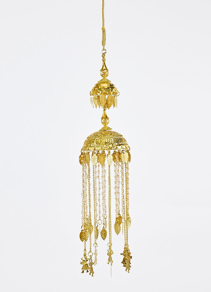 Gold Plated Bridal Kaleeras With Leaf Hangings