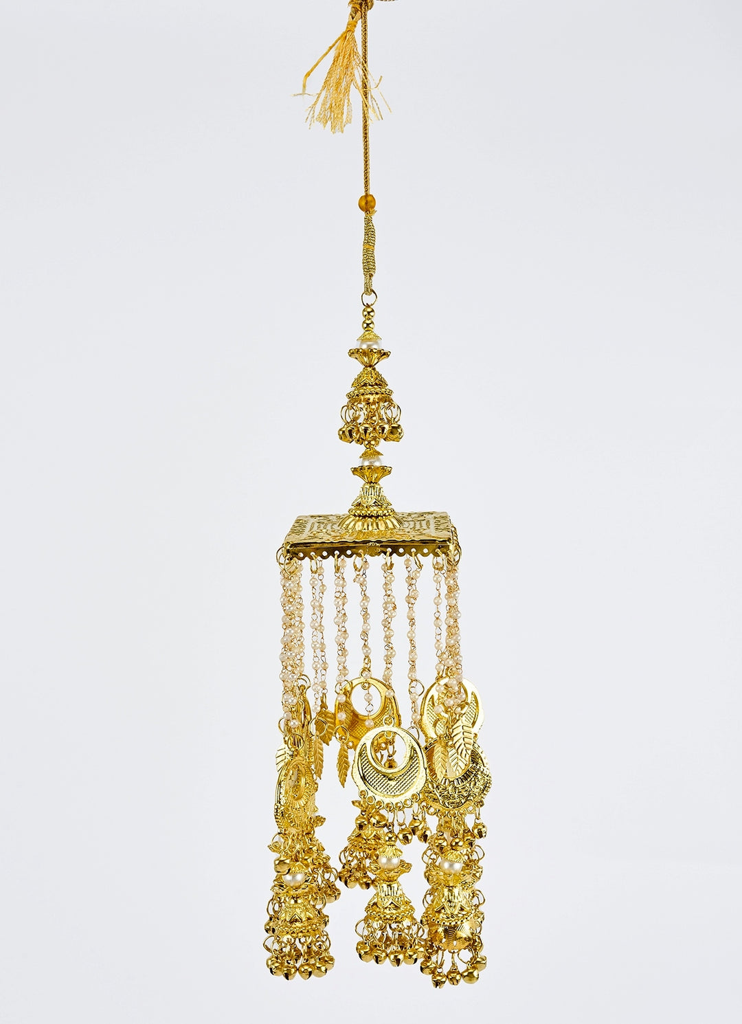 Gold Plated Bridal Floral Kaleeras With Jhumka Hangings