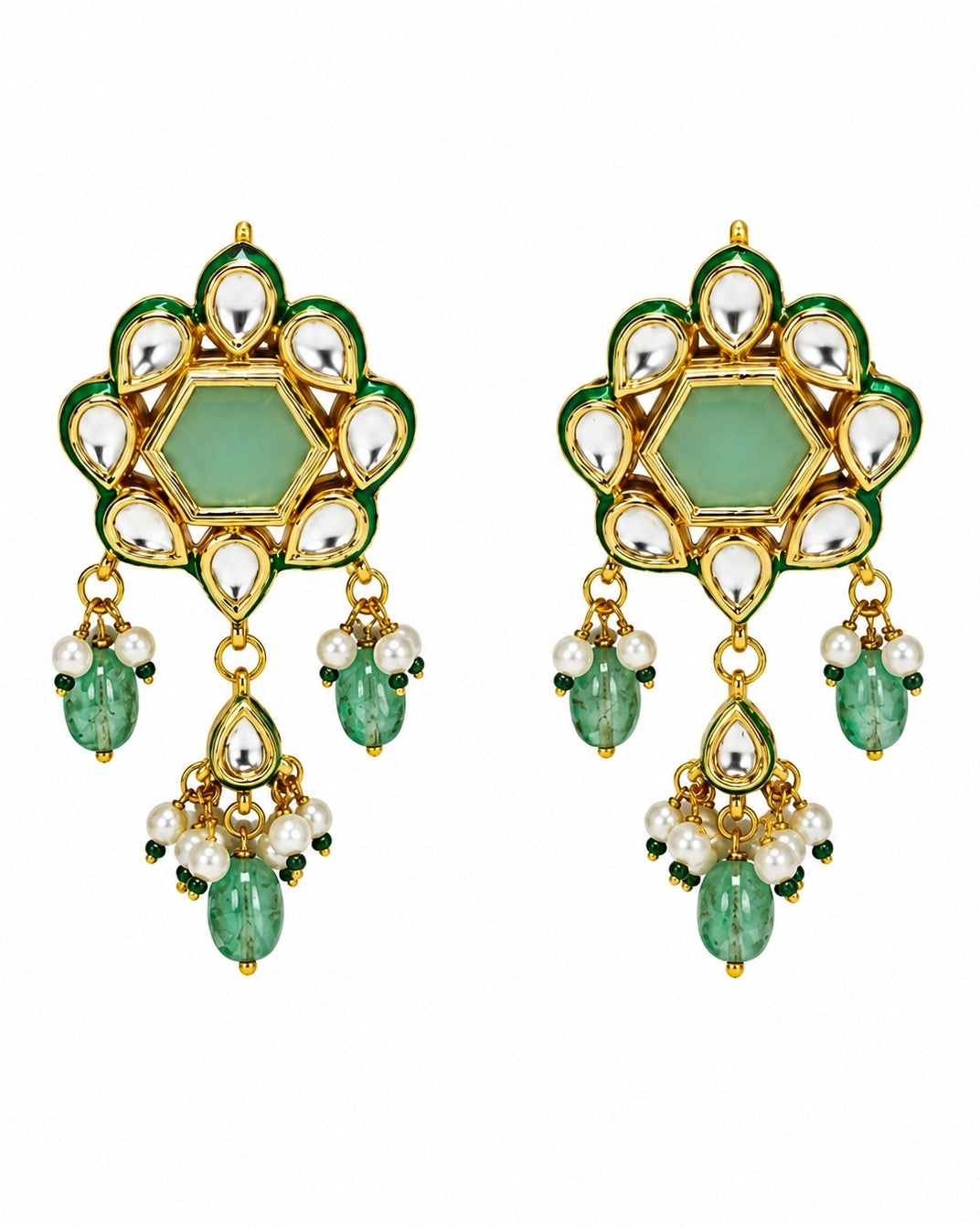 Green Beaded Polki Choker Set