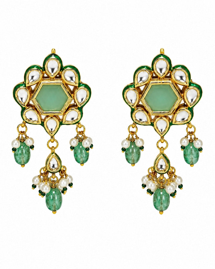 Green Beaded Polki Choker Set