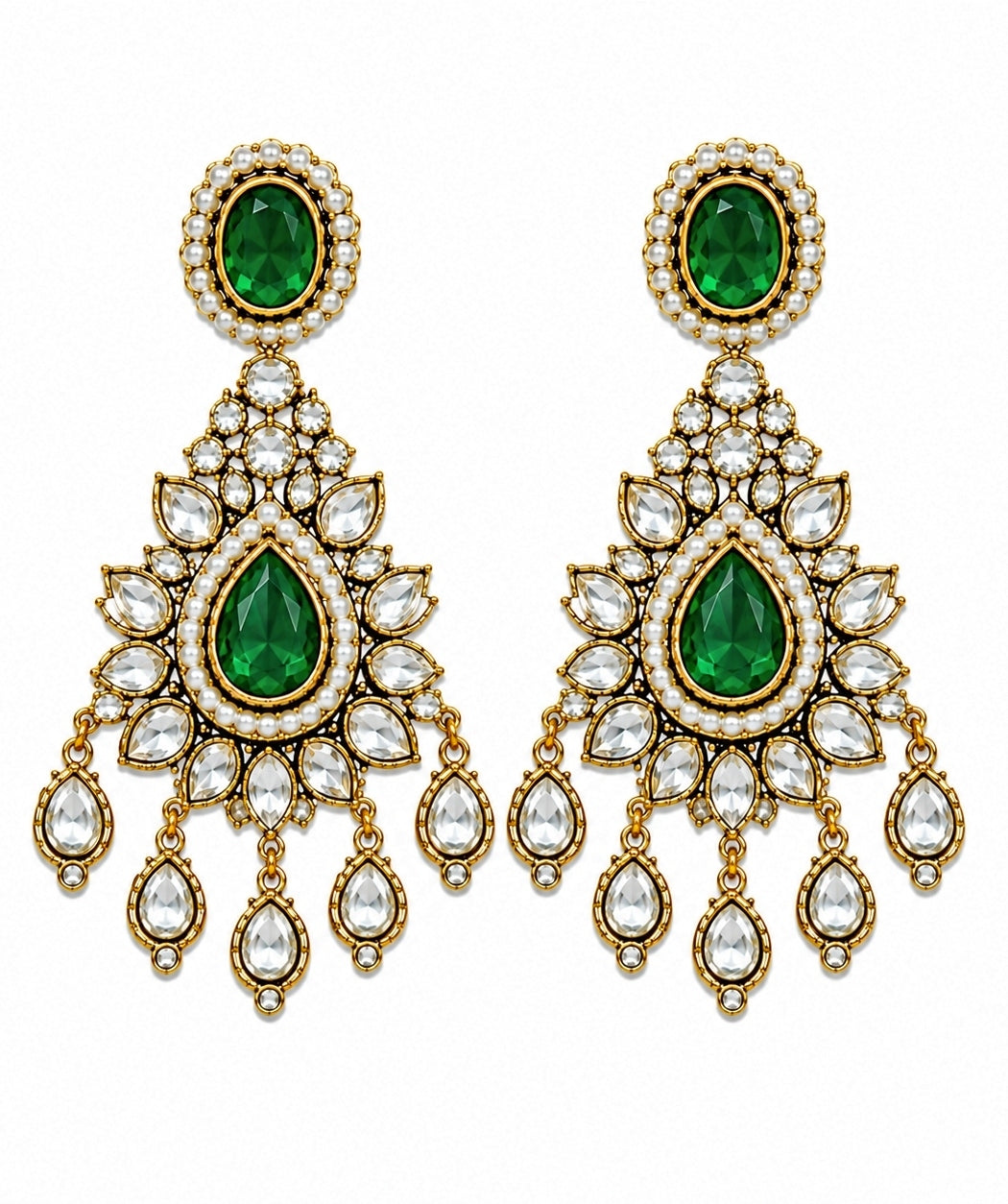 Emerald Green Polki Bridal Necklace Set