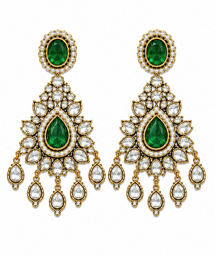 Emerald Green Polki Bridal Necklace Set