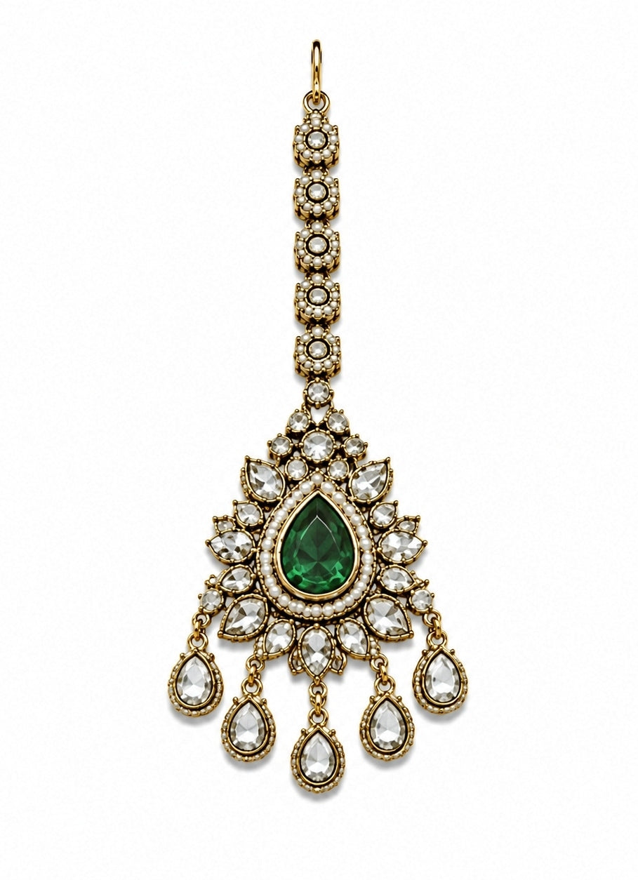 Emerald Green Polki Bridal Necklace Set