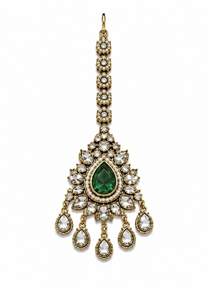 Emerald Green Polki Bridal Necklace Set