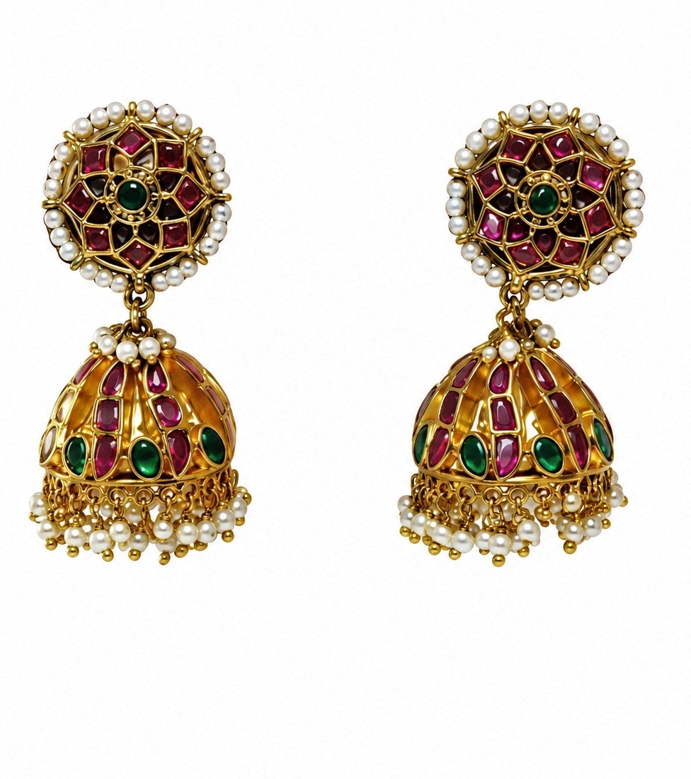 Gold Heritage Polki Long Pendant Necklace Set