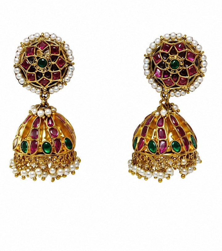 Gold Heritage Polki Long Pendant Necklace Set