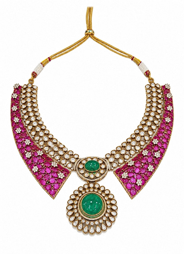 Ruby And Emerald Necklace Set