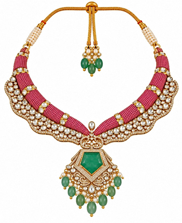 Multicolor Pearl Statement Necklace Set