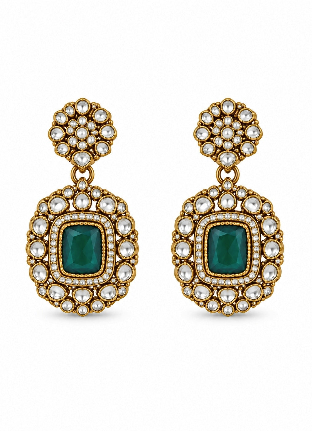 Emerald Polki Kundan Necklace Set