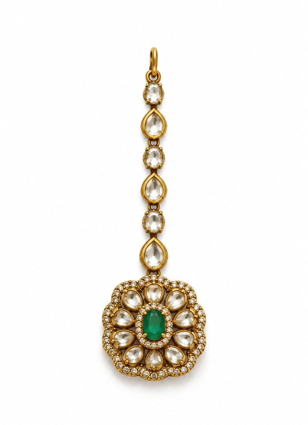 Three Layer Emerald Kundan Necklace Set