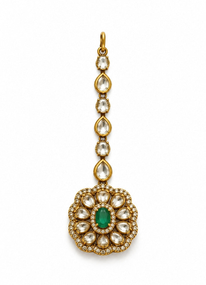 Three Layer Emerald Kundan Necklace Set