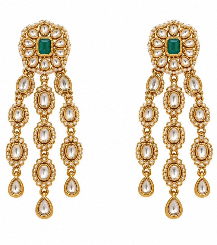 Three Layer Emerald Kundan Necklace Set