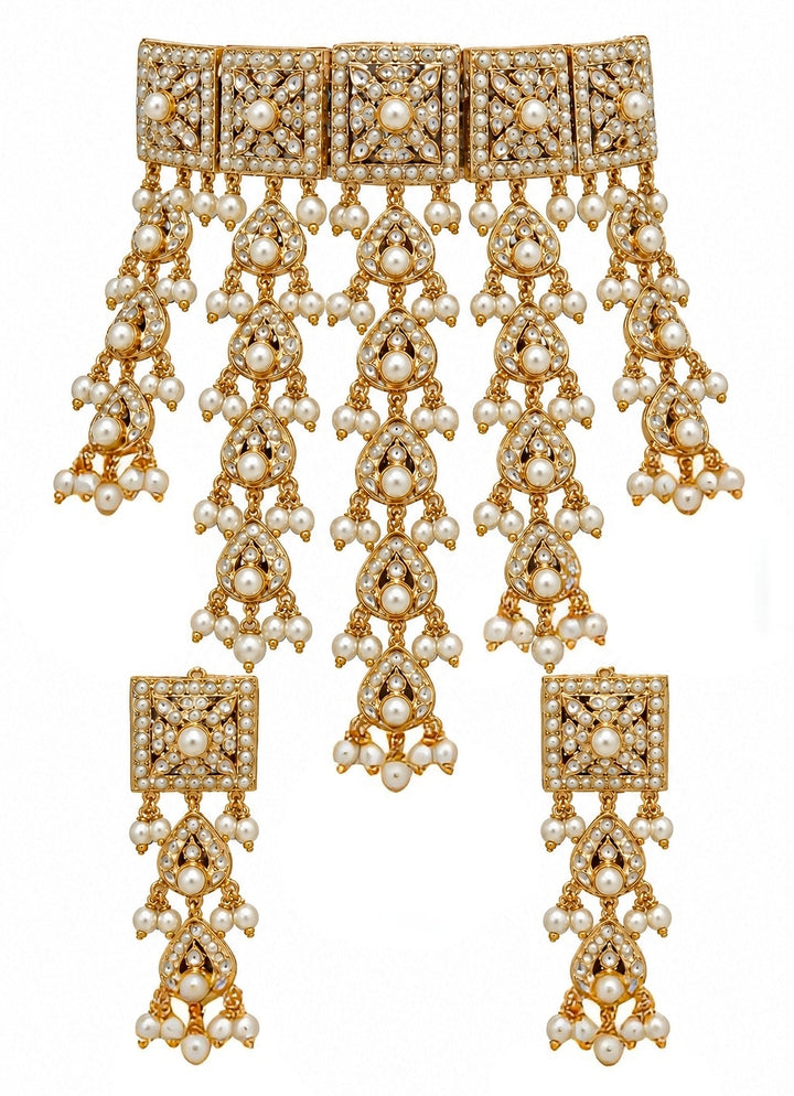 Gold Plated Handcrafted Jadau Choker Set