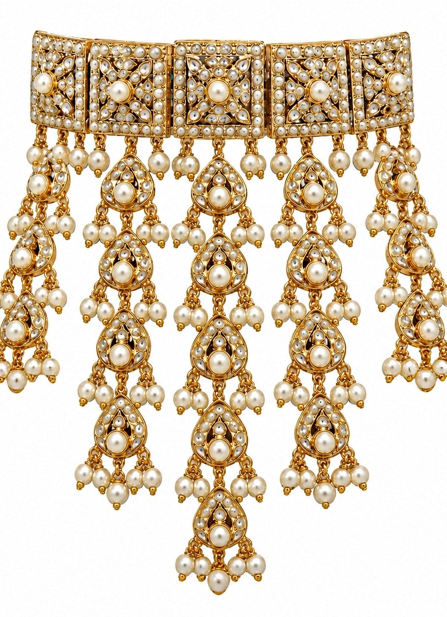 Gold Plated Handcrafted Jadau Choker Set