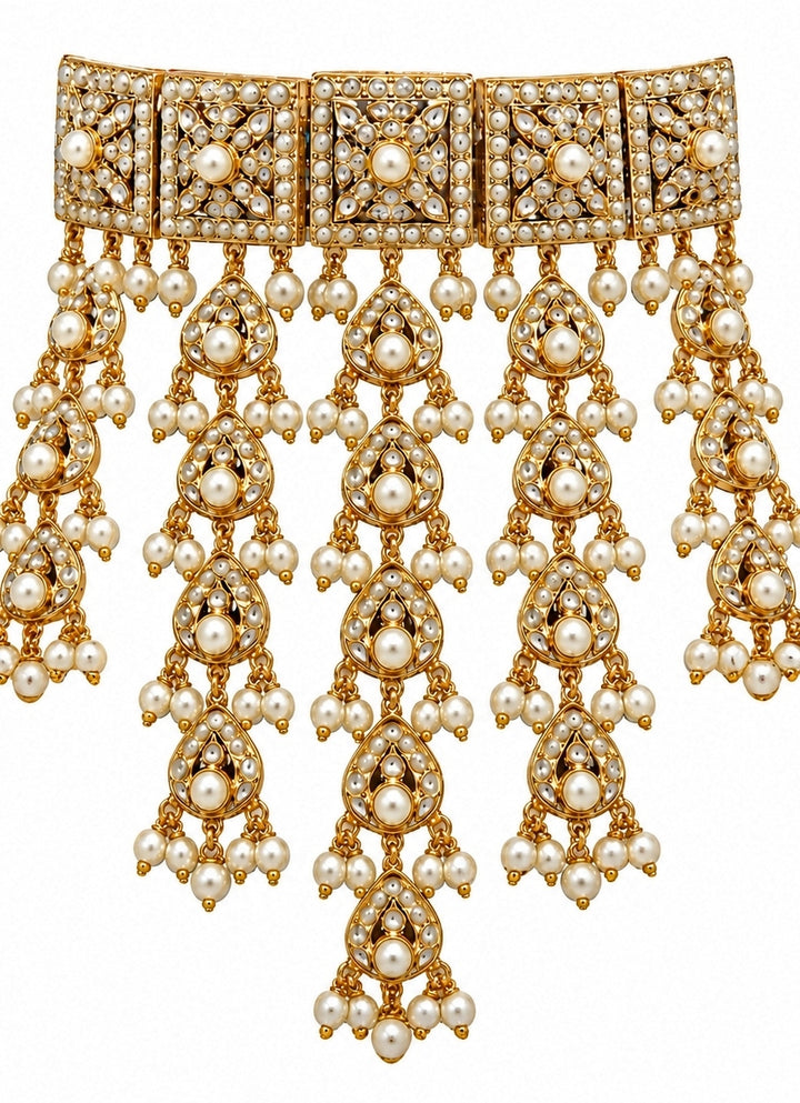 Gold Plated Handcrafted Jadau Choker Set