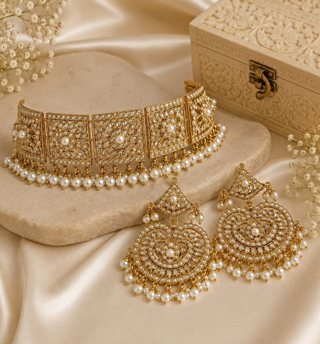 Gold Plated Jadau Choker Set
