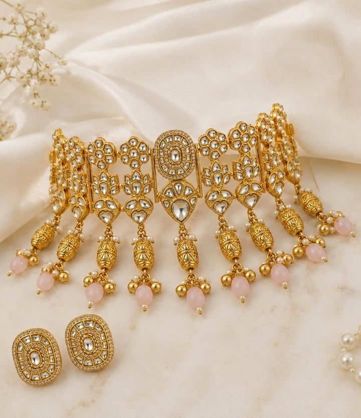 Gold Plated Kundan Choker Necklace Set