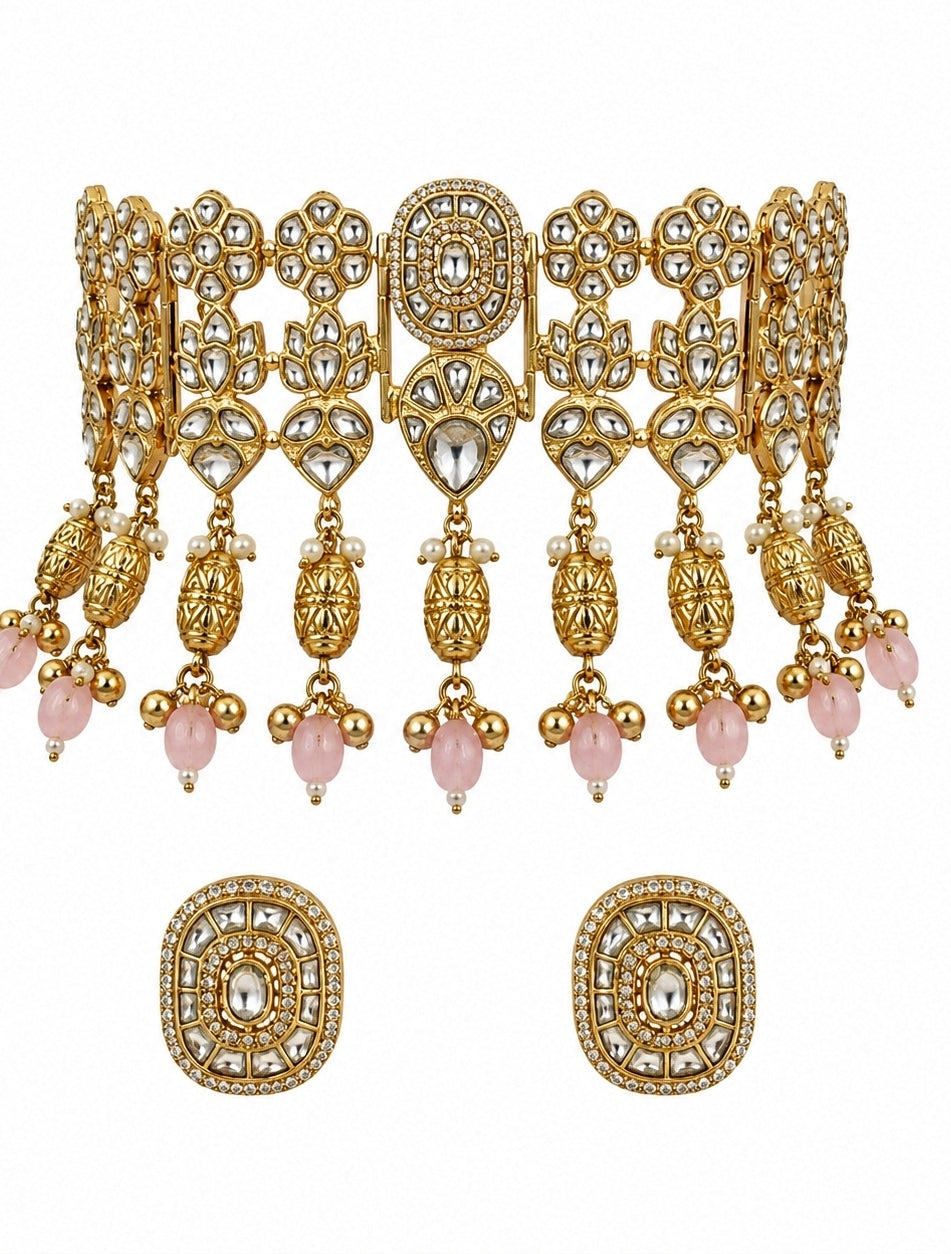 Gold Plated Kundan Choker Necklace Set
