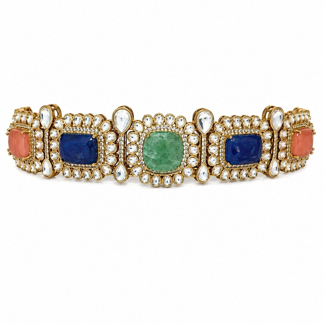 Multicolour Stone And Kundan Choker Set