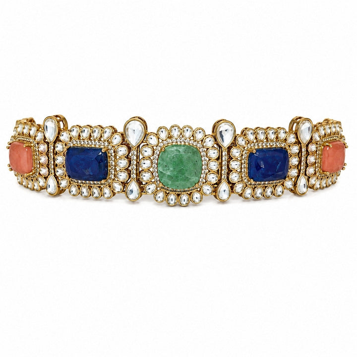 Multicolour Stone And Kundan Choker Set