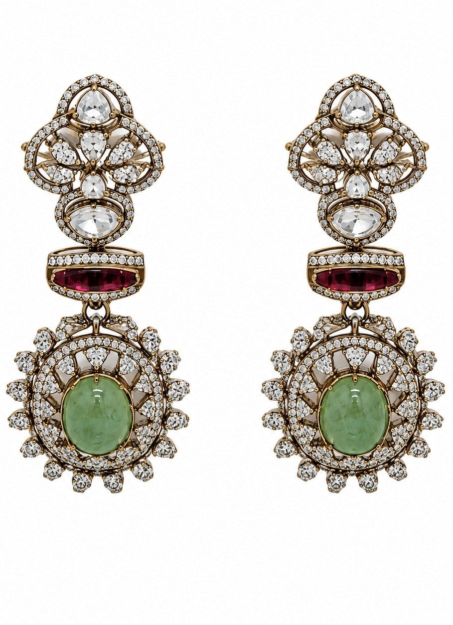 Sage Green Gold Plated Zircon Necklace Set
