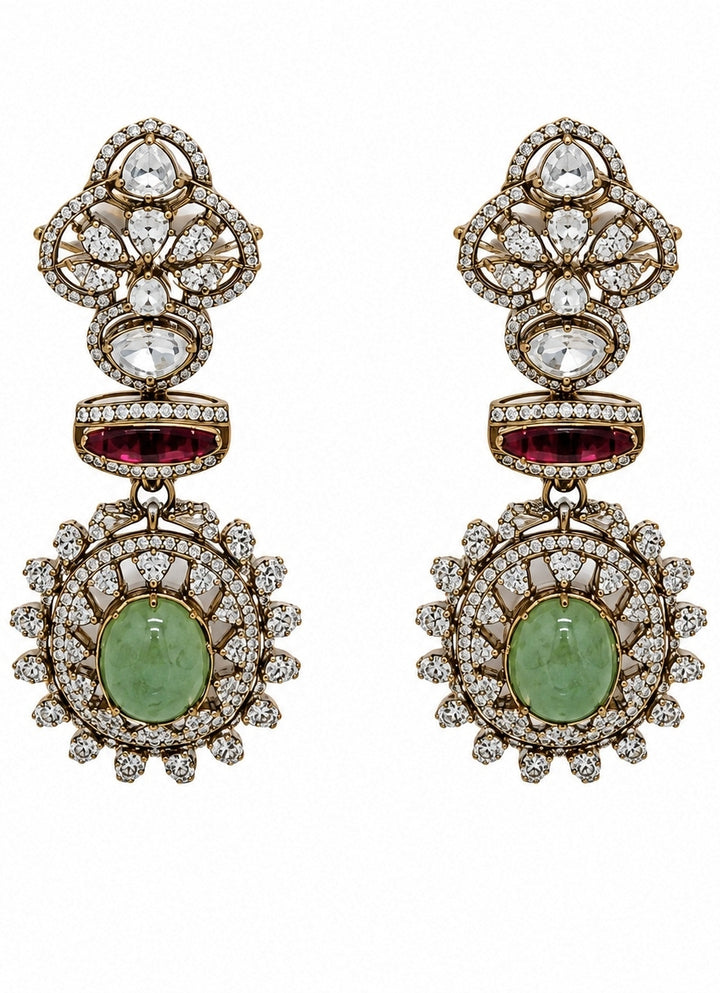 Sage Green Gold Plated Zircon Necklace Set