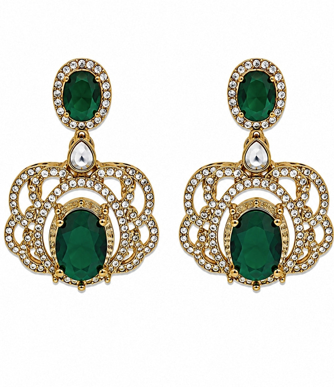 Three Layer Emerald Green Moissanite Necklace Set