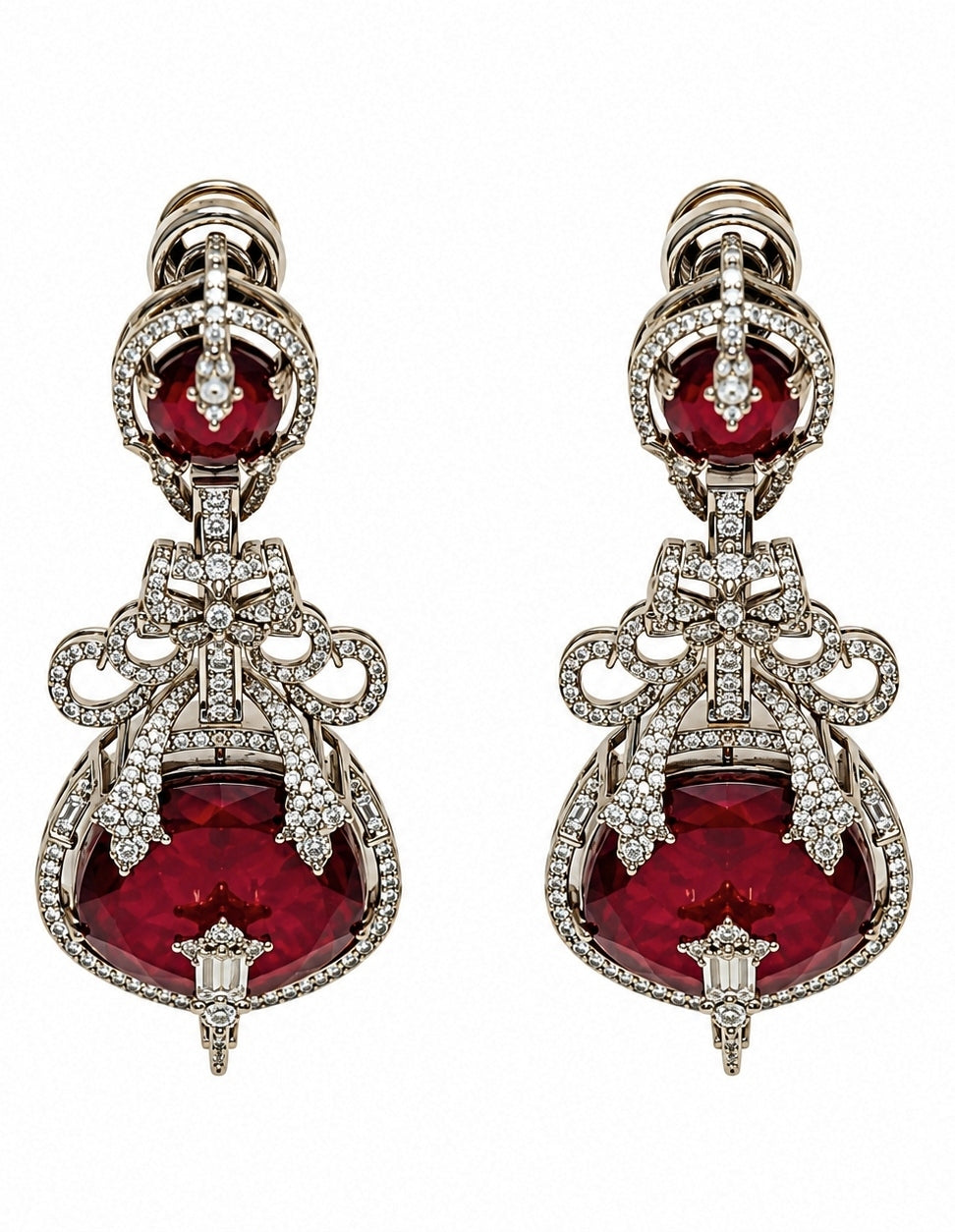 Gold Plated Ruby Red Moissanite Necklace Set