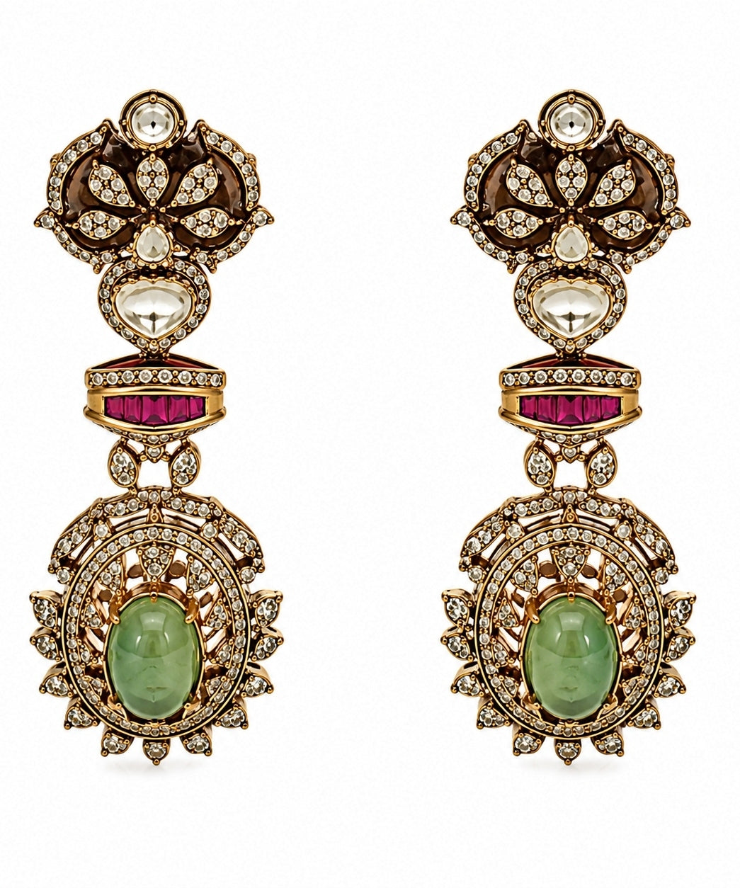 Multicolour Gold Plated Moissanite Necklace Set