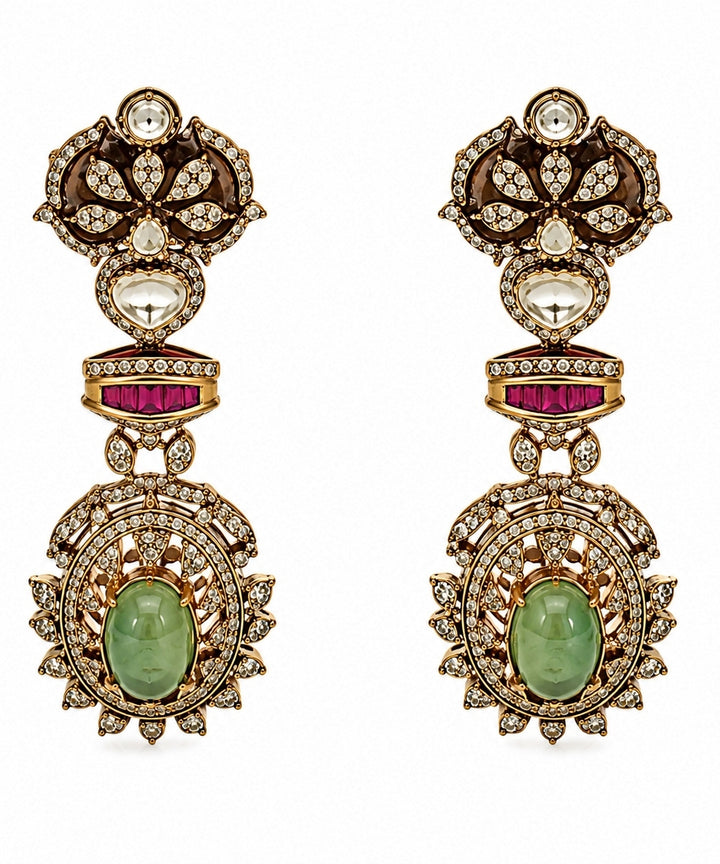 Multicolour Gold Plated Moissanite Necklace Set