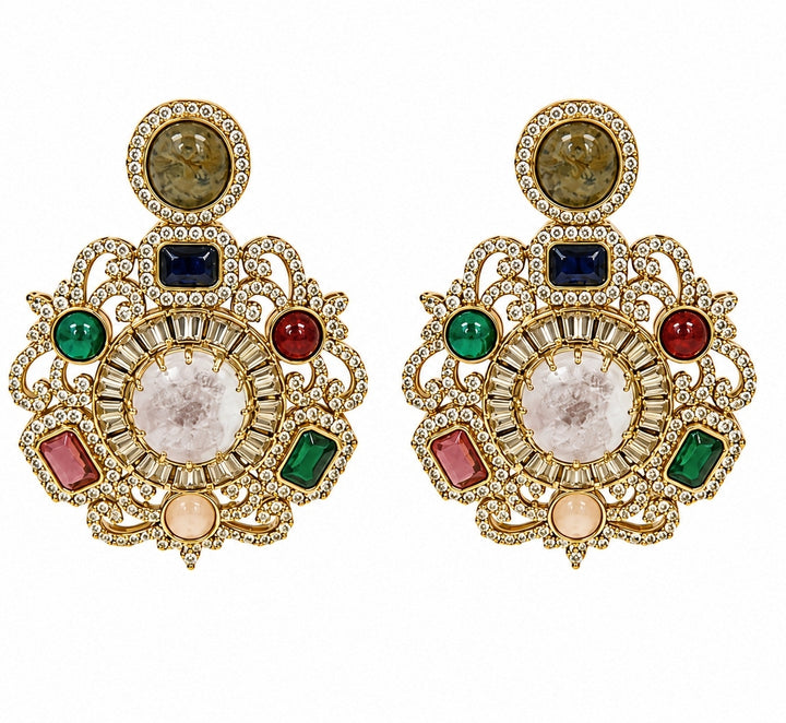 Multicolour Gold Plated Moissanite Choker Set
