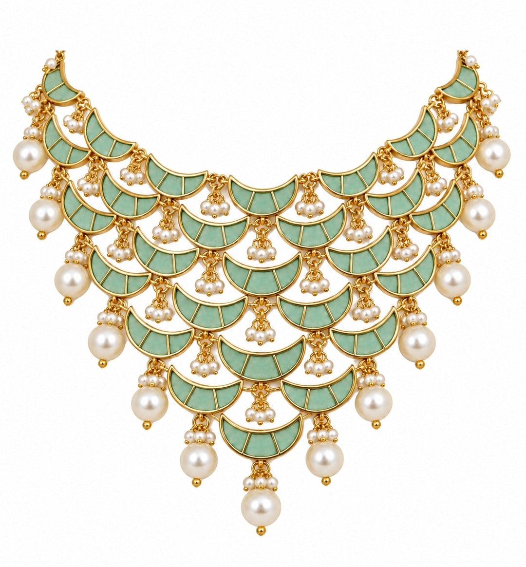 Sage Green Pearl Necklace Set