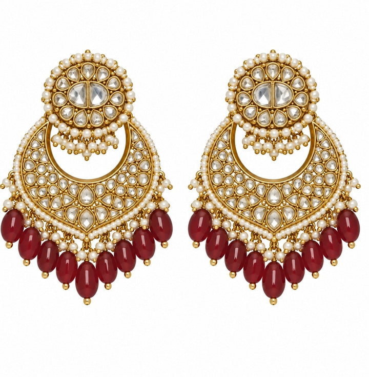 Red Beaded Kundan Choker Necklace Set