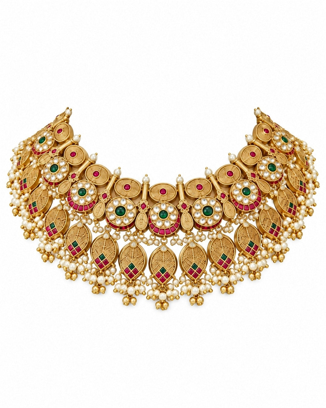 Antique Gold Kundan Statement Necklace Set