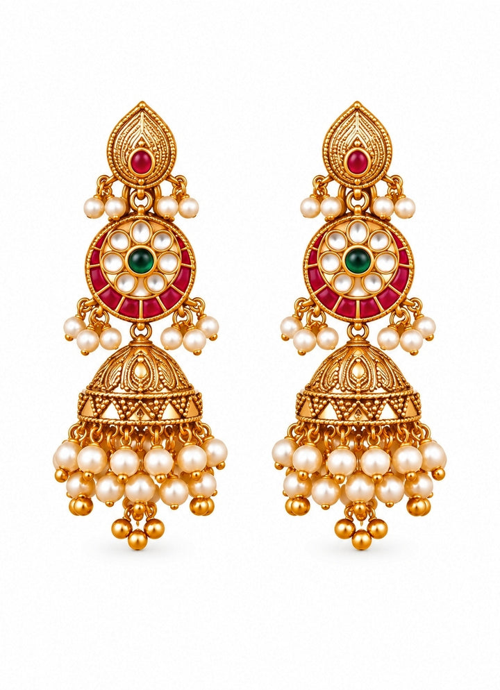 Antique Gold Kundan Statement Necklace Set