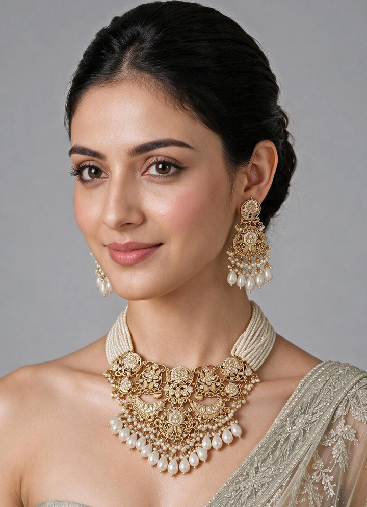 Pearl Kundan Layered Necklace Set