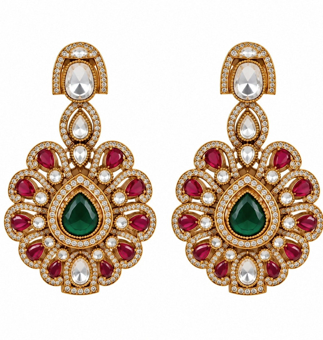 Ruby Moissanite Statement Necklace Set