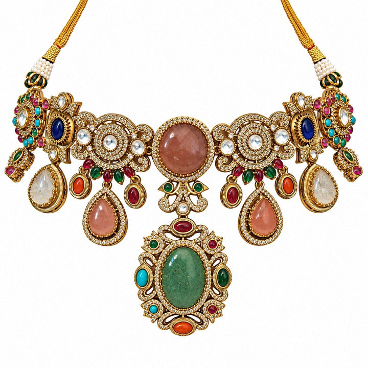 Multicolor Stone Statement Necklace Set
