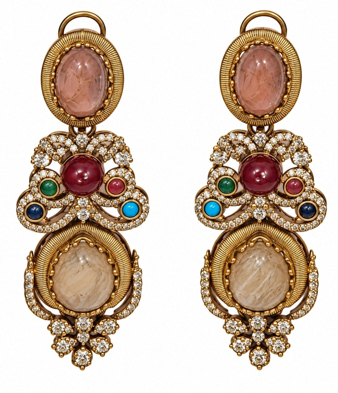 Multicolor Stone Floral Necklace Set