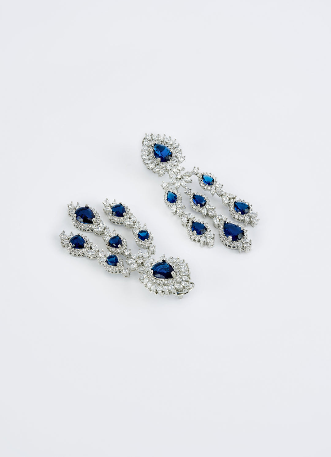 Blue And Crystal Silver Necklace Set