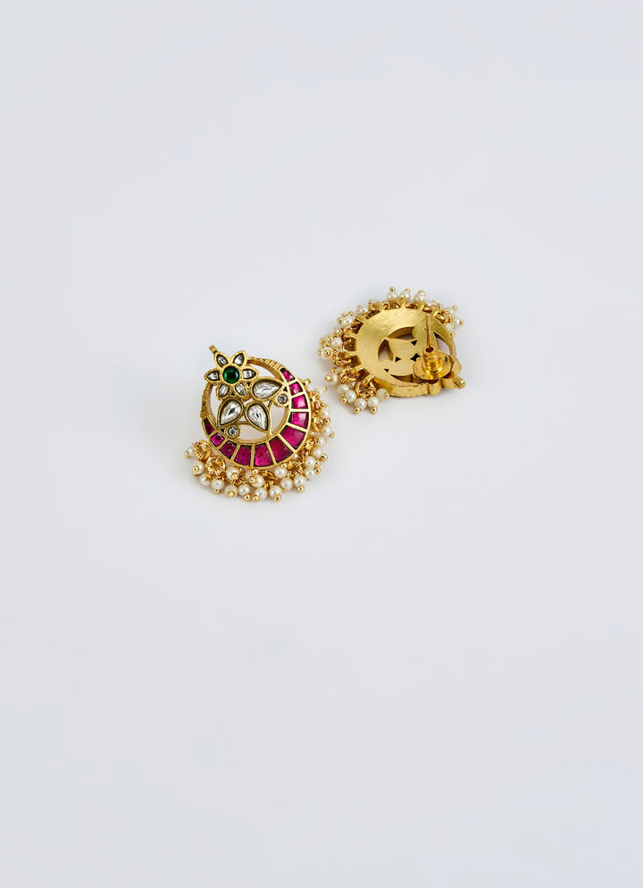 Gold Plated Multi Layered Kundan And Polki Long Necklace Set