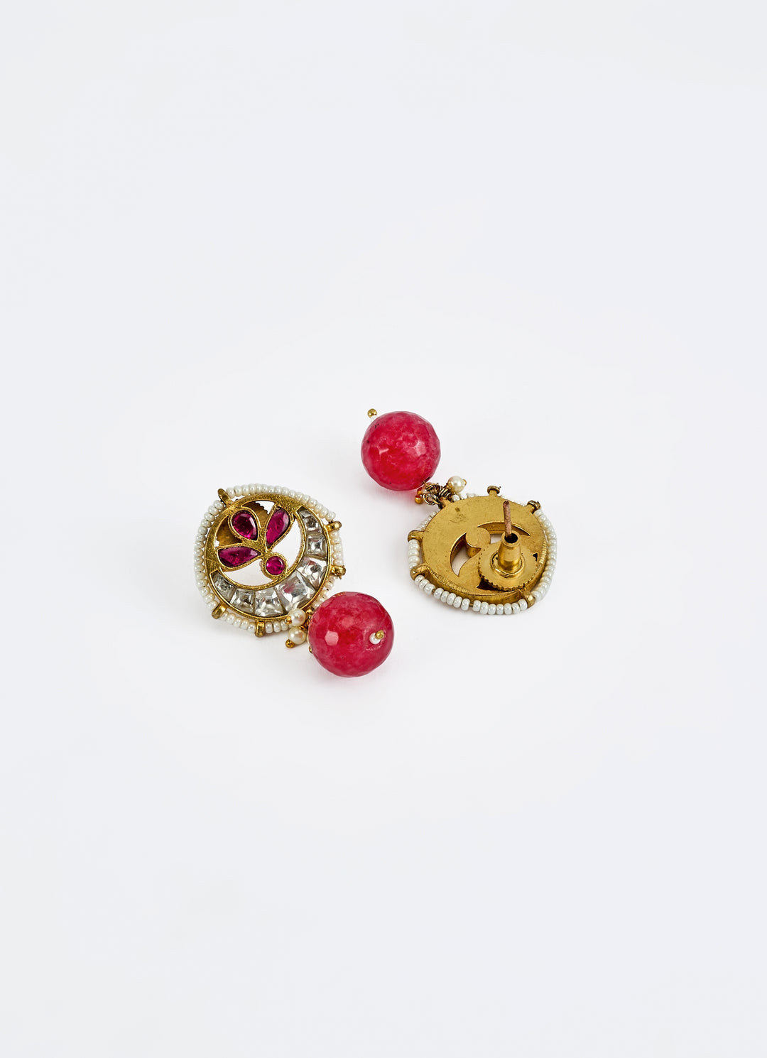 Gold Plated Pink Ruby Necklace Set
