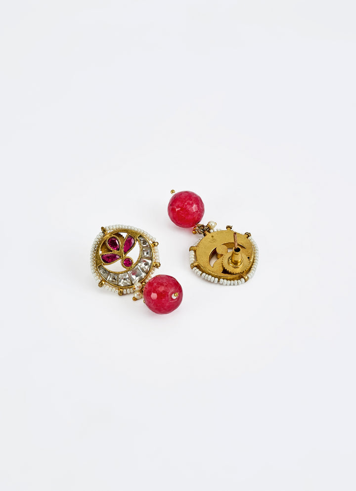 Gold Plated Pink Ruby Necklace Set