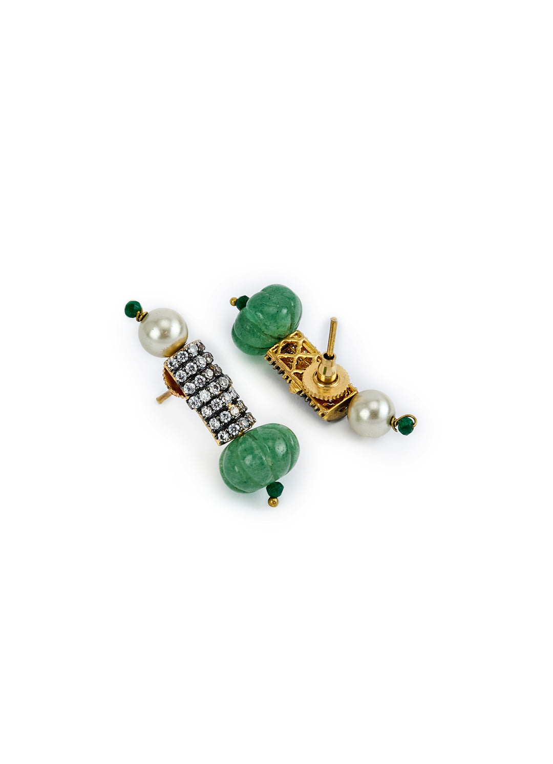 Green Teardrop Necklace Set With Crystal