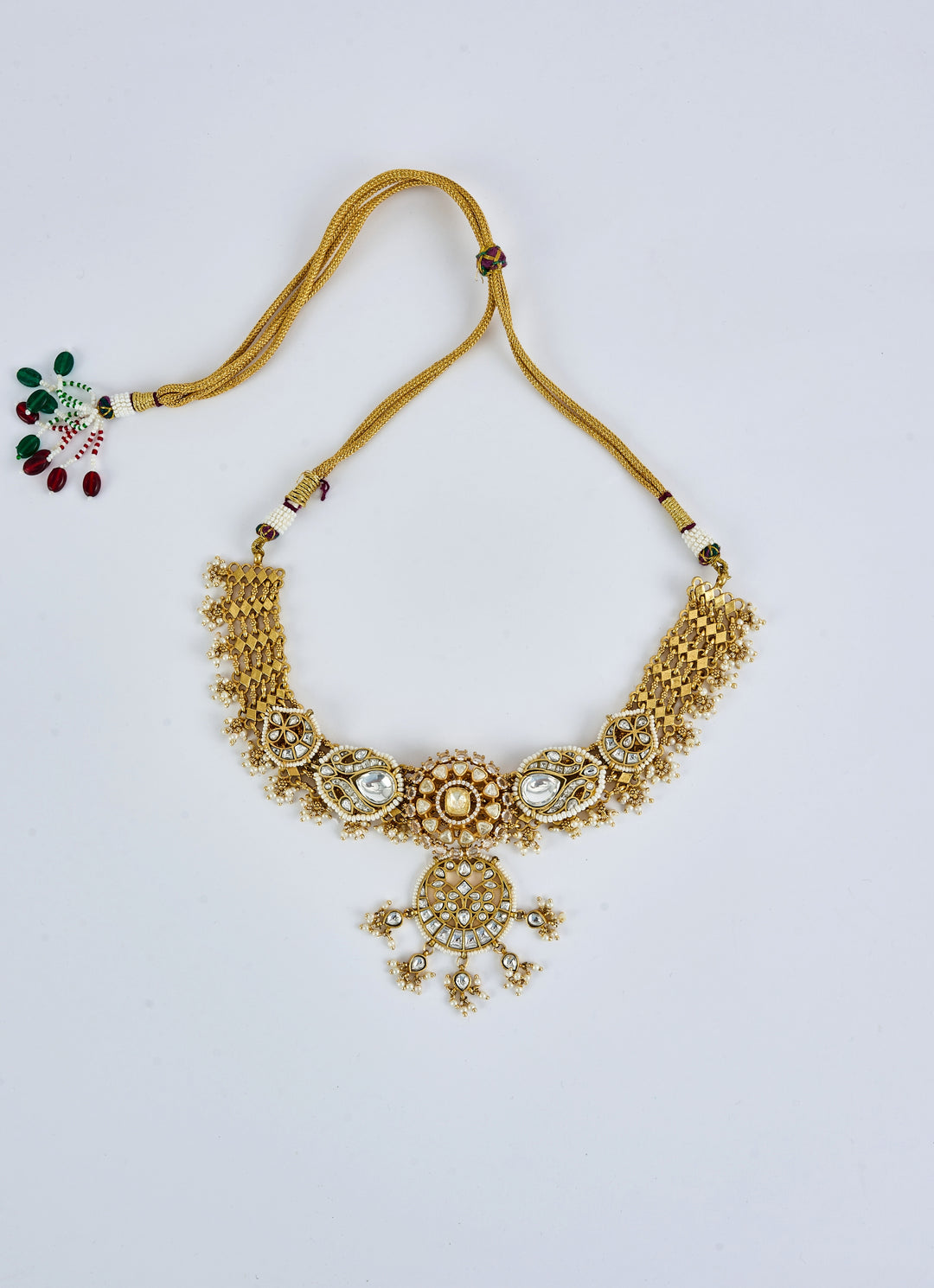 Gold Plated Kundan And Polki Short Necklace Set