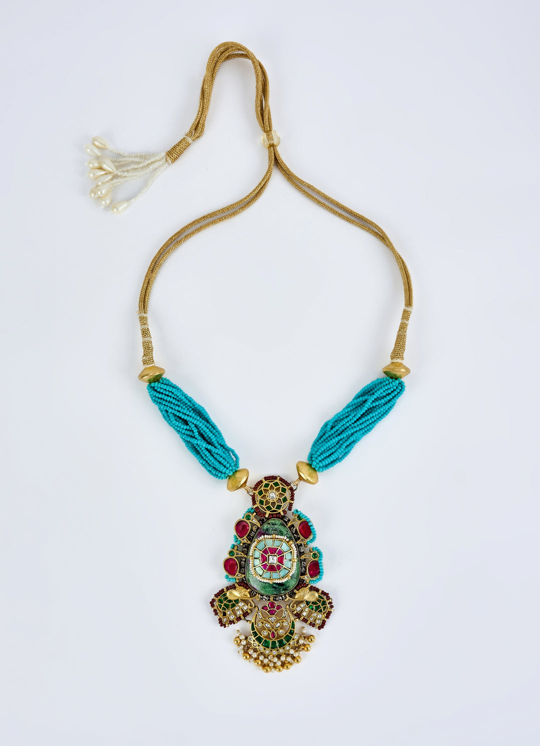 Gold Plated Turquoise Beaded Necklace Set